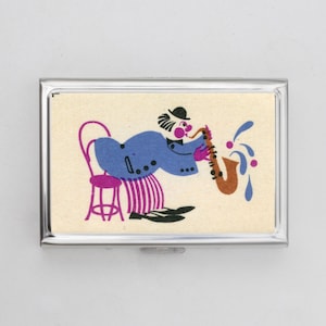 Estojo de cigarro de arte de caixa de fósforos vintage ou porta-cartão - Arte vintage, caixa de fósforos, 1900, arte retrô, arte de palhaço, circo, negócios, porta-identidade