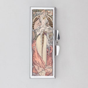 Boîte à pilules rectangulaire Alphonse Mucha - Art nouveau, artiste tchèque, affiche vintage, impression sur toile, petits cadeaux, pour elle, art, étui à pilules portable