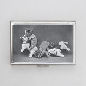 Katzen auf Pferden Zigarettenetui ODER Kartenhalter - Vintage Kätzchen, Süßes Kätzchen Geschenk, Kleine Katzen, Visitenkarte, Geburtstagsgeschenk