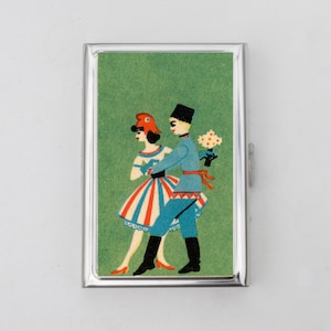Vintage Streichholzschachtel Kunst Zigarettenetui ODER Kartenhalter - Vintage Kunstwerk, Streichholzschachtel, Retro Kunstwerk, Party Abstrakte Kunst, Visitenkarte, Ausweishalter