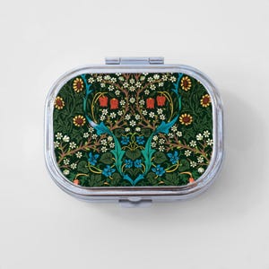 Art Nouveau Happy Rectangle Pill Box - William Morris, Garden, Jewelry Case, Travel Size, Pill Case, Pill Container, Cute Pill Organizer