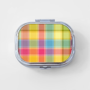 Colorful Checkered Rectangle Pill Box - Girly Pill Case, Print, Jewelry Case, Travel Size, Pill Case, Pill Container, Cute Pill Organizer