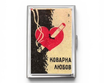 Vintage Matchbox Art Cigarette Case OR Card Holder - Vintage Artwork, Matchbox, Retro Artwork, Matches, Japanese, Business Card, ID Holder