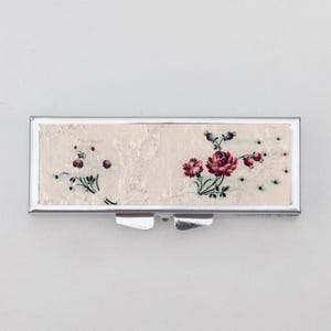 Coquette Rectangle Pill Box - Rose Pill Box, Small Box, Birthday Gift, Modern Art, Pill Case, Pocket Pharmacy, Storage