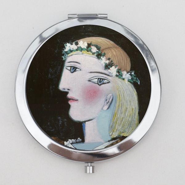 Diana Compact Mirror OR Pill Box - Abstract Face, Cubism Art, Famous Art, Trinket Box, Storage Box, Pill Case, Pill Holder, Small Pill Case