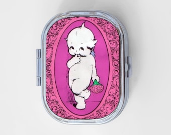 Porta-comprimidos retangular Kewpie Happy - Maionese, Cupido, Boneca de Papel, Estojo para Joias, Tamanho Viagem, Porta-comprimidos, Organizador de Comprimidos Fofo