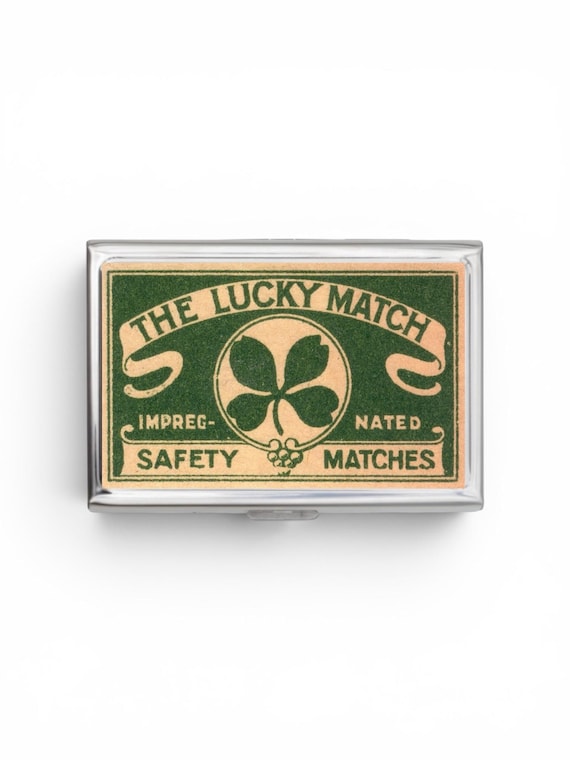 Vintage Matchbox Art Cigarette Case OR Card Holder - Vintage Artwork, Matchbox, Lucky Artwork, Business Card, ID Holder, 13, Irish