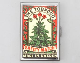 Vintage Matchbox Art Cigarette Case OR Card Holder - Vintage Artwork, Matchbox, Lip Brand Safety Match, Cigarette, Business Card, ID Holder