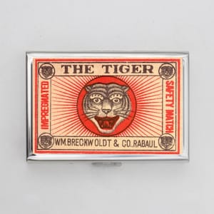 Vintage Streichholzschachtel Kunst Zigarettenetui ODER Kartenhalter - Vintage Kunstwerk, Streichholzschachtel, Retro Kunstwerk, Zigarette, Visitenkarte, Ausweishalter