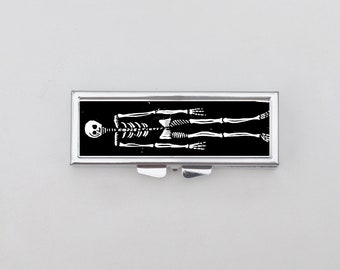 Skeleton Rectangle Pill Box - Pill Organizer, Keepsake Box, Pill Case, Vitamin Organizer, Gothic, Dark Academia, Macabre, Coffin, Death