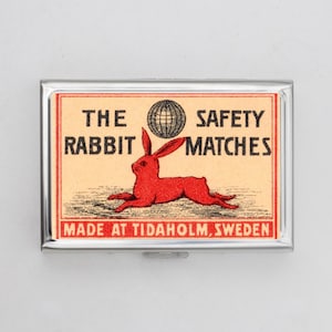 Vintage Streichholzschachtel Kunst Zigarettenetui ODER Kartenhalter - Vintage Kunstwerk, Kaninchen Streichholzschachtel, Häschen Kunstwerk, Zigarette, Visitenkarte, Ausweishalter