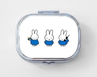 Miff Happy Rectangle Pill Box - Bunny, DickBruna, Kawaii, Nijntje, Jewelry Case, Travel Size, Pill Case, Pill Container, Cute Pill Organizer