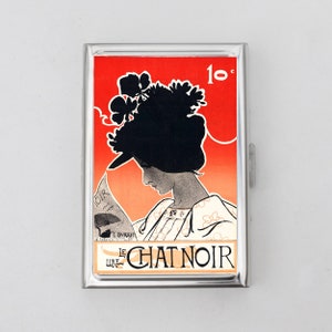 Le Chat Noir Zigarettenetui ODER Kartenhalter - The Cat Poster Art, Französisches Plakat, Vintage Titelseite, Porträt, Brieftasche, Metallgehäuse