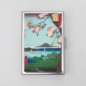 Japanische Kirschblüten Zigarettenetui ODER Kartenhalter - Kunstwerk im asiatischen Stil, Zen-Stil, Zigarettenetui, Visitenkarte, Geld, Geburtstagsgeschenk