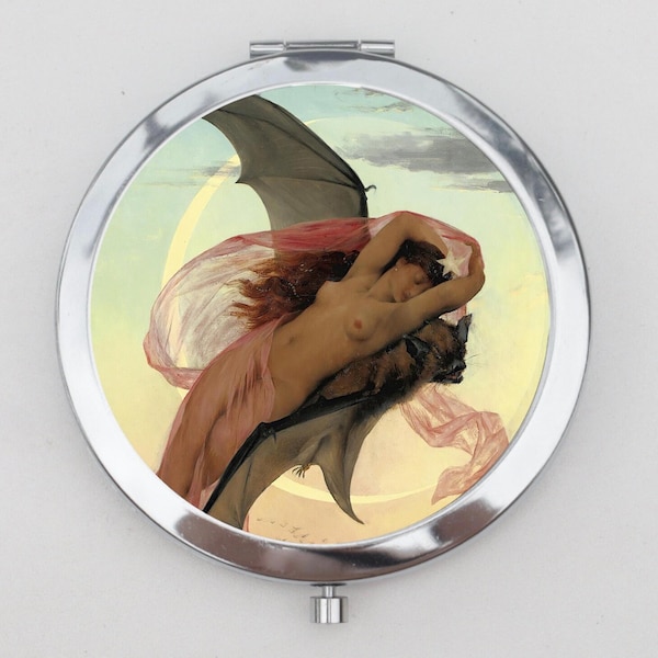 Moonlit Compact Mirror OR Pill Box - Gabriel Ferrier, Portable Mirror Small Gifts, Romantic Gift, Pill Case, Pill Holder, Small Pill Case