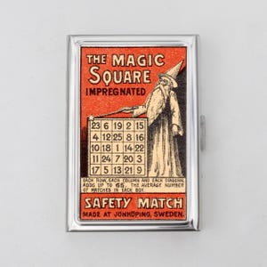 Vintage Streichholzschachtel Kunst Zigarettenetui ODER Kartenhalter - Vintage Kunstwerk, Zauberer Streichholzschachtel, Magisches Kunstwerk, Visitenkarte, Zauberer