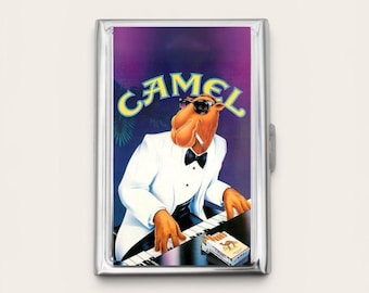 Camel Cigarette Case OR Card Holder - Cigarette Artwork, Vintage Poster, Art Nouveau, French Poster, Poster Art, Travel, Metal Wallet