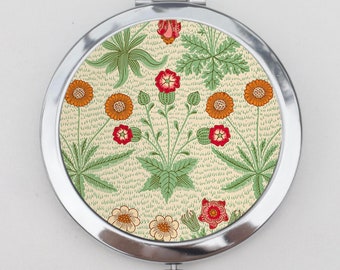 Art Nouveau Compact Mirror OR Pill Box - William Morris Design, Victorian, Art Nouveau, Small Mirror, Hand Mirror, Make Up Pocket Mirror