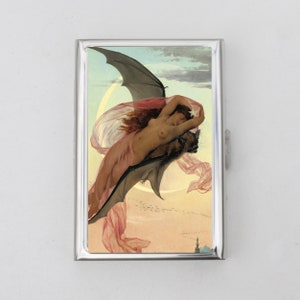 Etui na papierosy Moonlit Dreams lub uchwyt na karty - Bat Woman, Bat Lady Dark Academia, etui na papierosy, wizytówka, uchwyt na identyfikator, prezent urodzinowy