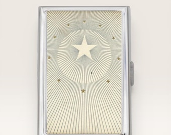 Star Cigarette Case OR Card Holder - Hide n Seek, Sun Illustration, Vintage Artwork, Moon, Cigarette Case, Business Card, ID Holder