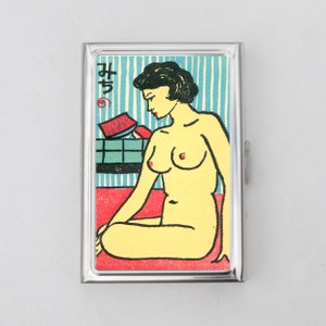 Vintage Streichholzschachtel Kunst Zigarettenetui ODER Kartenhalter - Vintage Kunstwerk, Japanische Kunst Streichholzschachtel, 1900s, Retro Kunstwerk, Visitenkarte, Ausweishalter