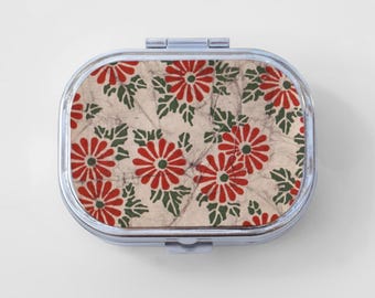 Strawberry Thief Happy Rectangle Pill Box - Strawberry Case, Art Nouveau Case, Travel Size, Pill Case, Pill Container, Cute Pill Organizer