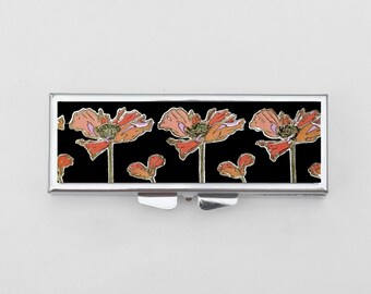 Poppies Pill Box - Floral Pill Box, Divider Case, Small Gift, Strange and Unusual, Gifts, Trinket Box, Pill Case, Pill Holder, Travel Size
