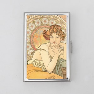 Alphonse Mucha Zigaretten Etui Kartenhalter - Jugendstil, Roaring 20s, Zigaretten Etui, Visitenkarte, Ausweishalter, 21+ Geburtstagsgeschenk