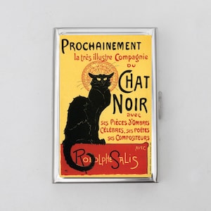 Cigarreira Chat Noir OU porta-cartão - pôster francês, Paris França, impressão retrô, Tournée du Chat Noir (1896) Théophile Alexandre Steinlen