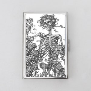 Schädel in Blumenkrone Zigarettenetui ODER Kartenhalter - Schädel, Skelett, Dark Academia, Leben und Tod, Visitenkarte, Ausweishalter