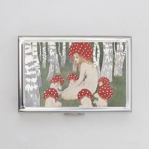 Estuche para cigarrillos o tarjetero "Mamá Hongo y sus hijos": billetera pequeña, tarjetero, fotos Polaroid, estuche preenrollado, hongo