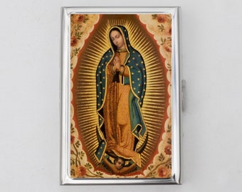 Lady of Guadalupe Cigarette Case OR Card Holder- Catholic Gift, Communion, Virgin Mary, Religious Art, Business Card, ID Holder