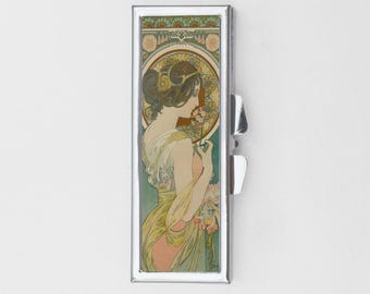 Mucha Rectangle Pill Box -  Floral Art Gift, Gifts, Trinket Box, Pill Case, Pill Holder, Travel Size, Small Box, Gifts Under 15, Bridesmaids