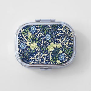 Art Nouveau Happy Rectangle Pill Box - William Morris, Floral, Jewelry Case, Travel Size, Pill Case, Pill Container, Cute Pill Organizer