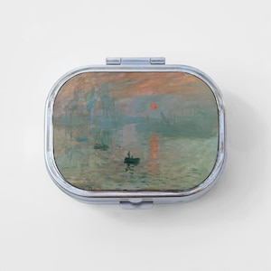 Sunset Happy Rectangle Pill Box - Sunrise, Art Print, Jewelry Case, Travel Size, Pill Case, Pill Container, Cute Pill Organizer