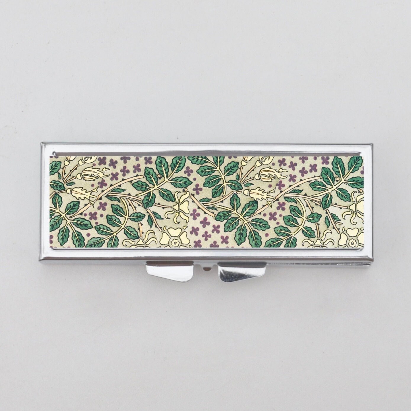 Floral Pill Box - Groovy Flowers, Vintage, Psychedelic, Antique, Edwardian, Botanical, Trinket Box, Pill Case, Pill Holder, Travel