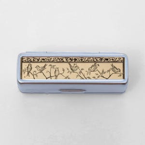 Birds LipStick Case, Wedding Gift, Gift for Her, Travel Size Case, Lipbalm Case, Silver Case, Bridesmaid Gift, Christmas Gift, Anniversary