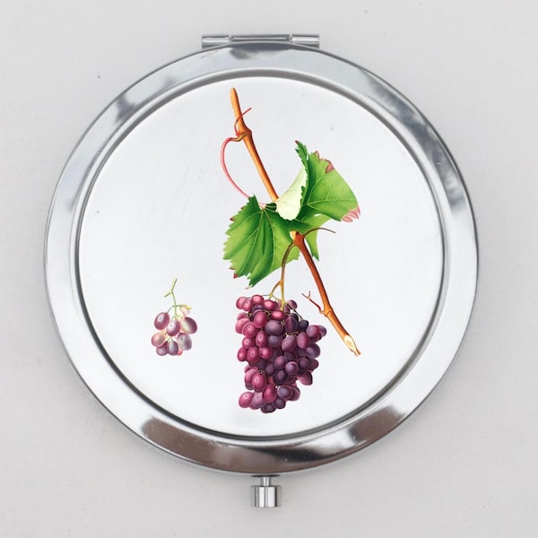 Miroir compact ou boîte à pilules Grape - Miroir format voyage, accessoire de sac à main, boîte à bijoux, boîte de rangement, pilule à pilules, porte-pilules, petite boîte à pilules