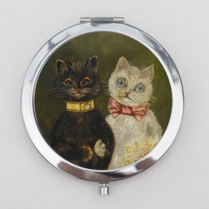 Cat Couple Compact Mirror OR Pill Box -  Wedding Gift, Gift for Cat Lovers, Couple Gift Trinket Box, Pill Case, Pill Holder, Small Pill Case