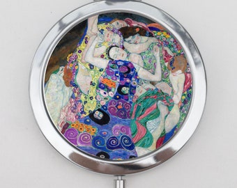 The Virgin Compact Mirror OR Pill Box -  Gustav Klimt, Colorful Artwork, Art Nouveau, Small Mirror, Pill Case, Pill Holder, Small Pill Case