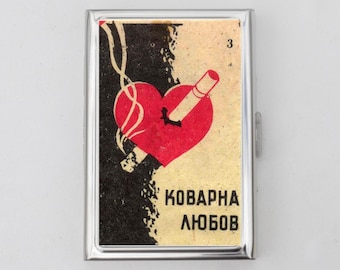 Vintage Matchbox Art Cigarette Case OR Card Holder - Vintage Artwork, Matchbox, Retro Artwork, Matches, Japanese, Business Card, ID Holder