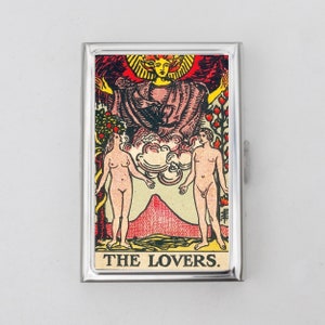 The Lovers Cigarette Case OR Card Holder - Tarot Card, Card Games, Astrology, Palm Read, Card Holder, Gift, Travel Wallet, Metal Wallet