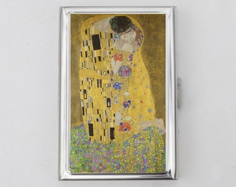 The Kiss Cigarette Case OR Card Holder - Gustav Klimt, Anniversary Gift, Fine Art Print, Famous Painting, The Kiss, Business Card, ID Holder