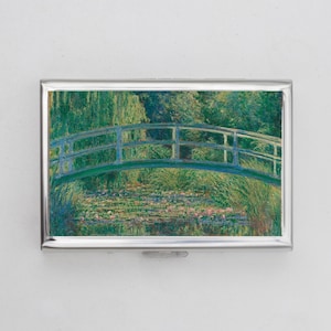 Japanische Brücke und Seerosen Zigarettenetui ODER Kartenhalter - Impressionist, Landschaft, Blume, Floral, Brückendruck, Visitenkarte, Ausweis