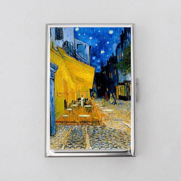 Cafe Terrace at Night Cigarette Case / Wallet - Still Life, Impressionist, Van Gogh, Metal Wallet Case, Joint Case, Polaroid Picture Case