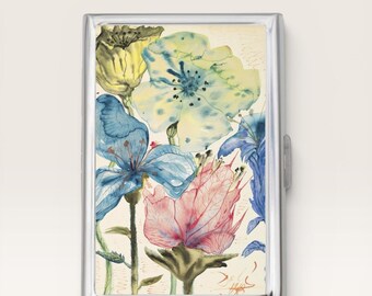 Fleurs Cigarette Case OR Card Holder - Small Wallet, ID Holder, Card Case, Cigarette Storage, Joint Case, Money Clip, Money Case, Floral