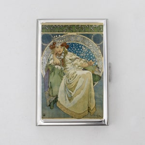 Princezna Hyacinta Zigaretten Etui ODER Kartenhalter - Jugendstil, Alphonse Mucha, Frauen Kunstwerke, Vintage Poster Kunst, Geldbörse Zubehör, Geschenk