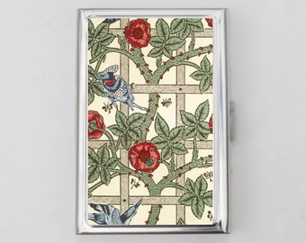 Art Nouveau Cigarette Case OR Card Holder -  Floral Design, Flowers, William Morris, Cigarette Case, Business Card, ID Holder, Birthday Gift