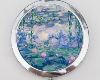 Claude Monet Nénuphars Miroir Compact OU Boîte à Pilules - Impressionniste, Modernisme, Petit Miroir, Miroir de Poche, Miroir de Poche Maquillage
