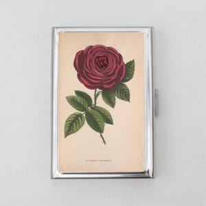 Rose Zigarettenetui ODER Kartenhalter - Für Sie, Krokette, Blumenmuster, Blumen, Zigarettenetui, Visitenkarte, Ausweishalter, Raucher, Geburtstag
